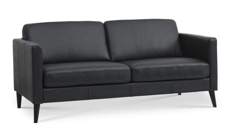 Ask 2,5 Personers Sofa i Sort Læder - November Tilbud