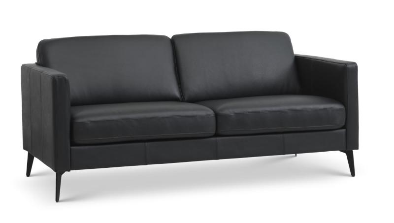 Ask 2,5 Pers. Sofa i Sort Læder med Eiffel Ben - November Tilbud
