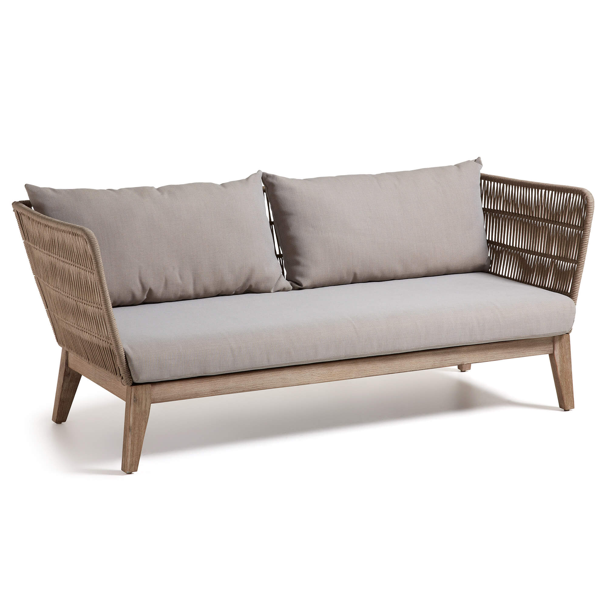 Bellano 3 Pers. Sofa   Natur Polyester Eukalyptustræ Og Beige Stof fra Laforma