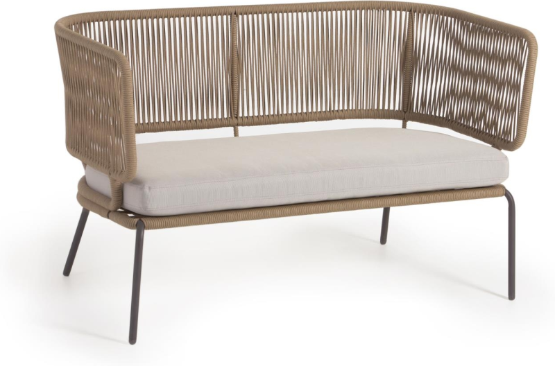 Nadin Udendørs 2-Personers Sofa i Beige Metal