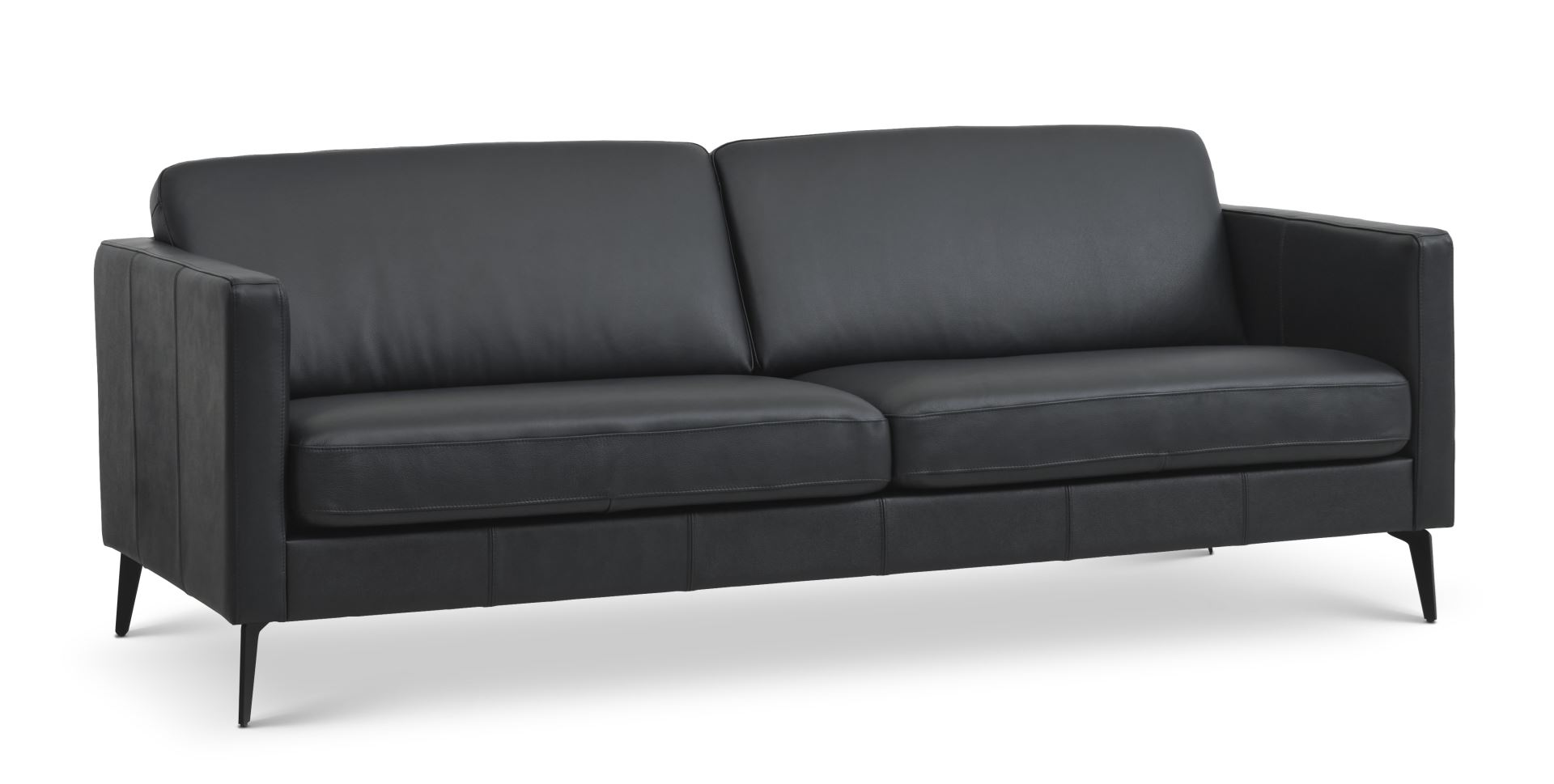 Ask 3 Pers. Sofa   Sort Semianilin Læder Og Eiffel Ben fra Lexpo Living