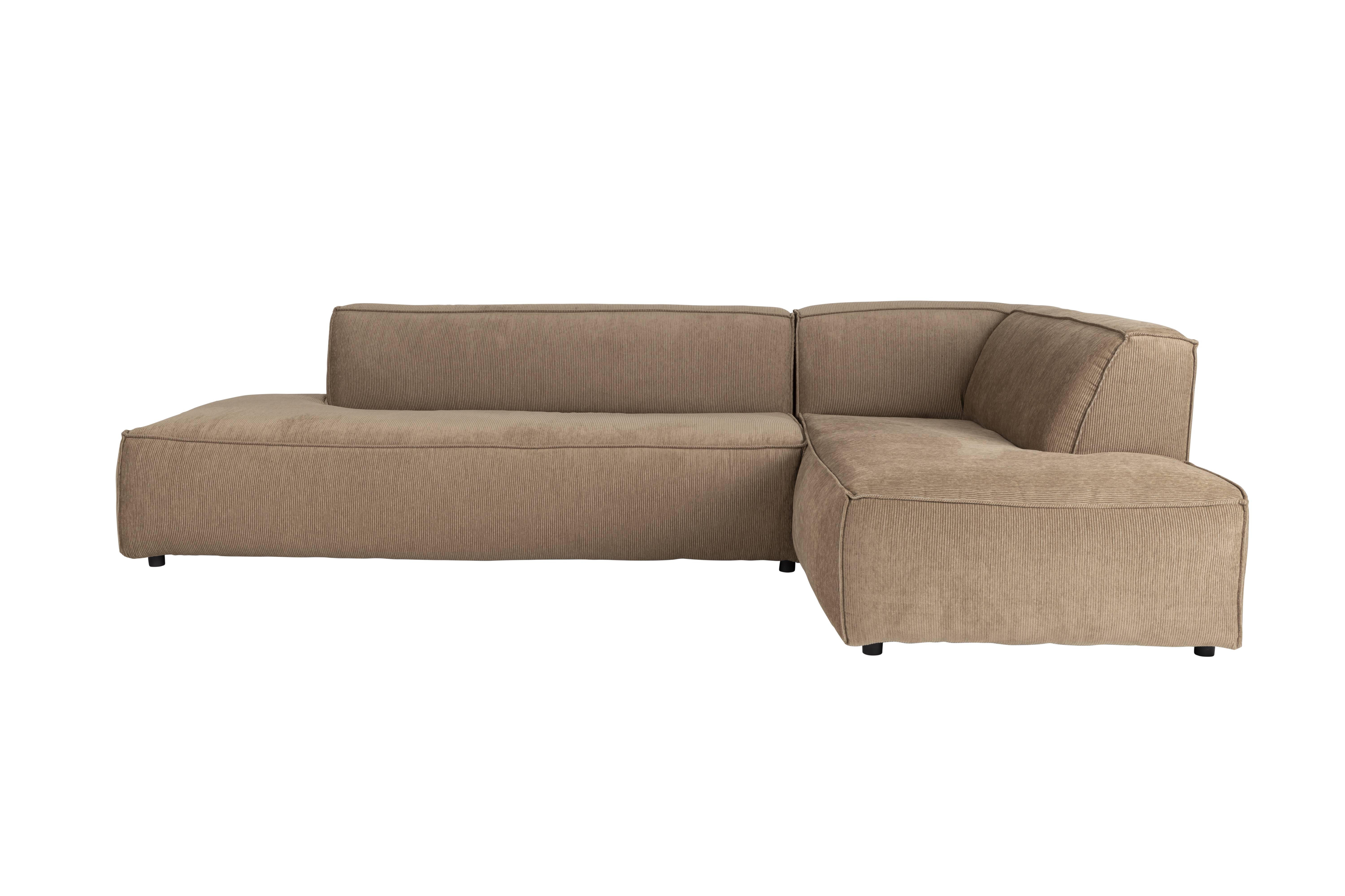Fed Freddy Rib Hjørnesofa, Højre   Caramel Fløjl Polyester Og Plast fra Zuiver