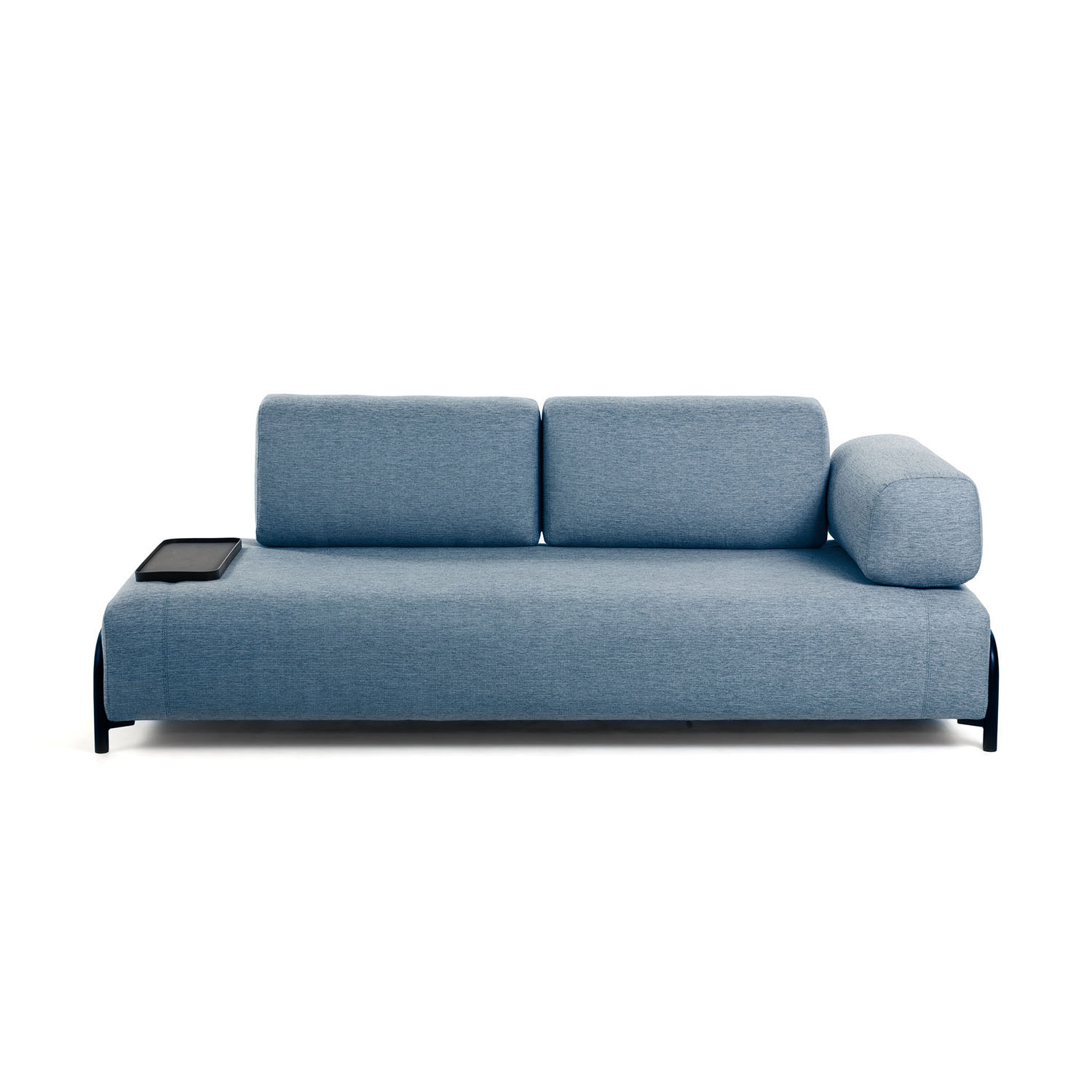 Compo 3 Pers. Sofa M. Lille Bakke   Blå Stof Og Metal fra Laforma