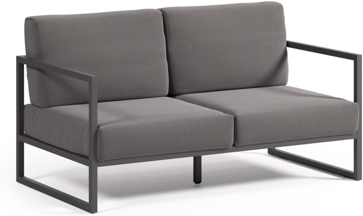 Comova, Udendørs 2 Personers Sofa, Sort, H85x152x85 Cm, Aluminium fra Kave Home