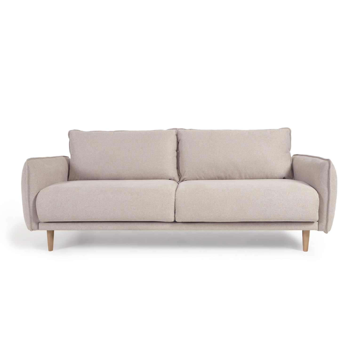 Carlota 3 Pers. Sofa   Beige Chenille Stof Og Natur Fyrretræ fra Laforma