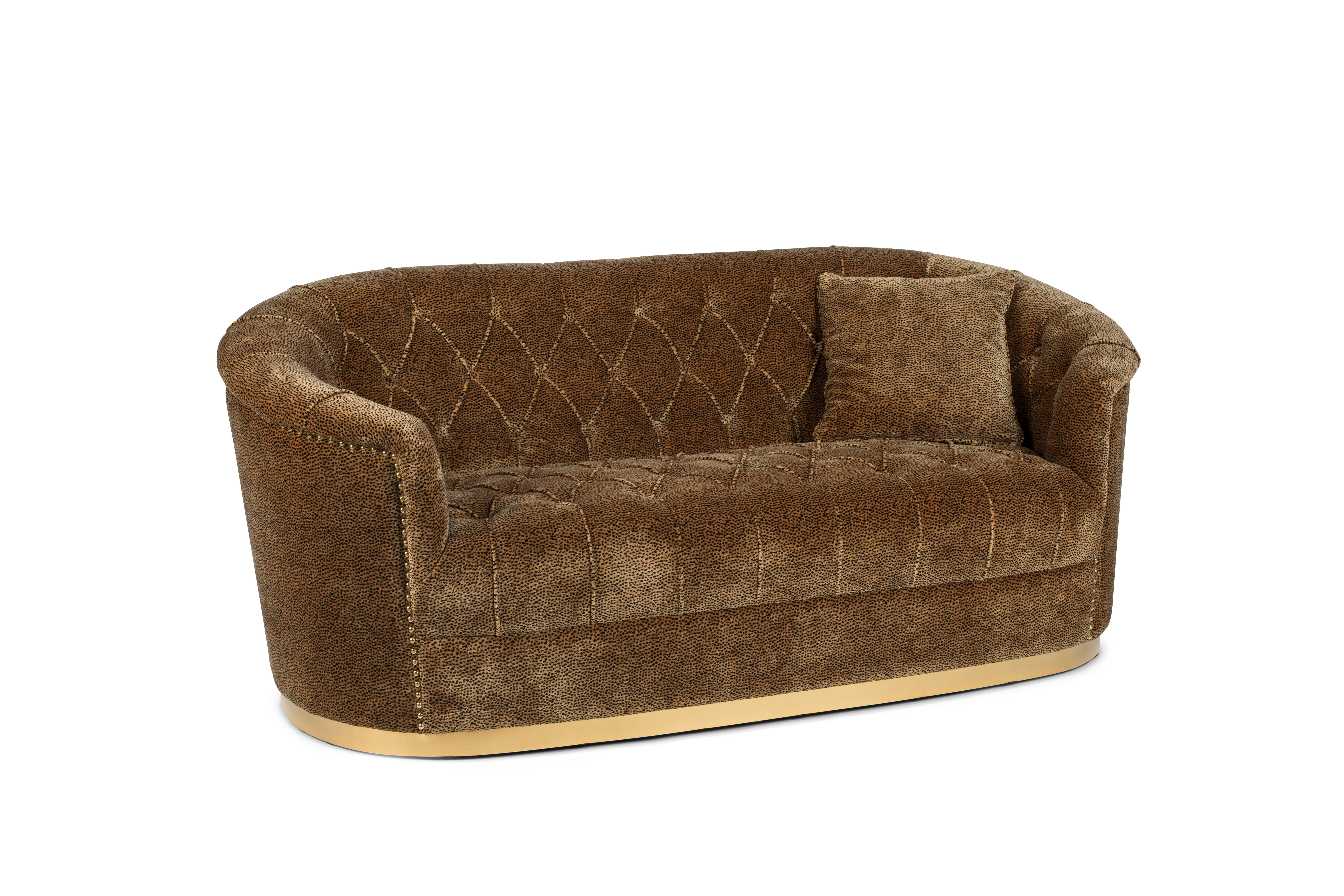 Too Pretty To Sit On Panther Sofa, M. Nitter   Brun Panterprint Fløjl Stof Messing Stål fra Bold Monkey