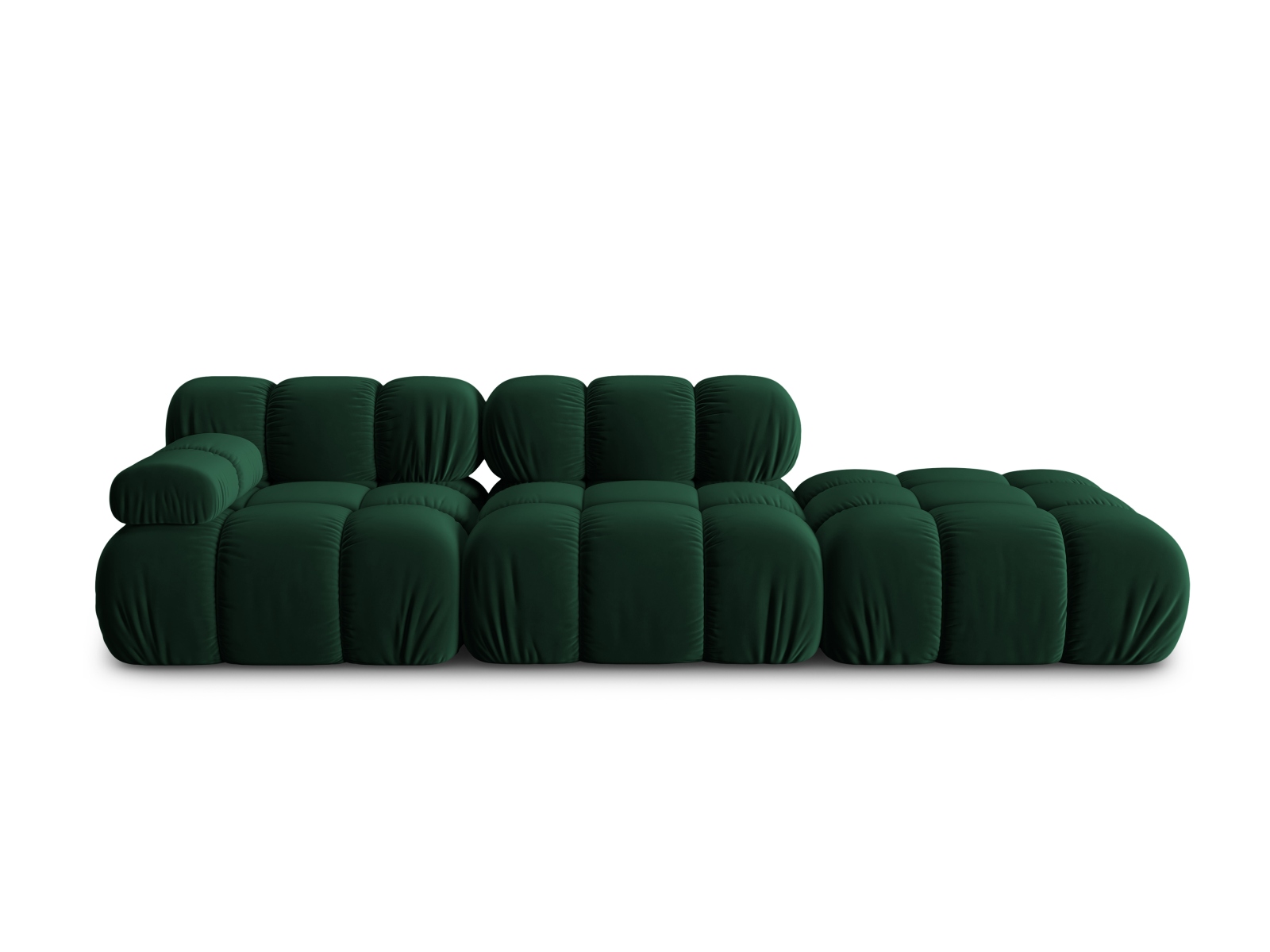 Bellis Modul Sofa, Højre, 4 Sæder   Grøn Fløjl Og Sort Plastik fra Micadoni