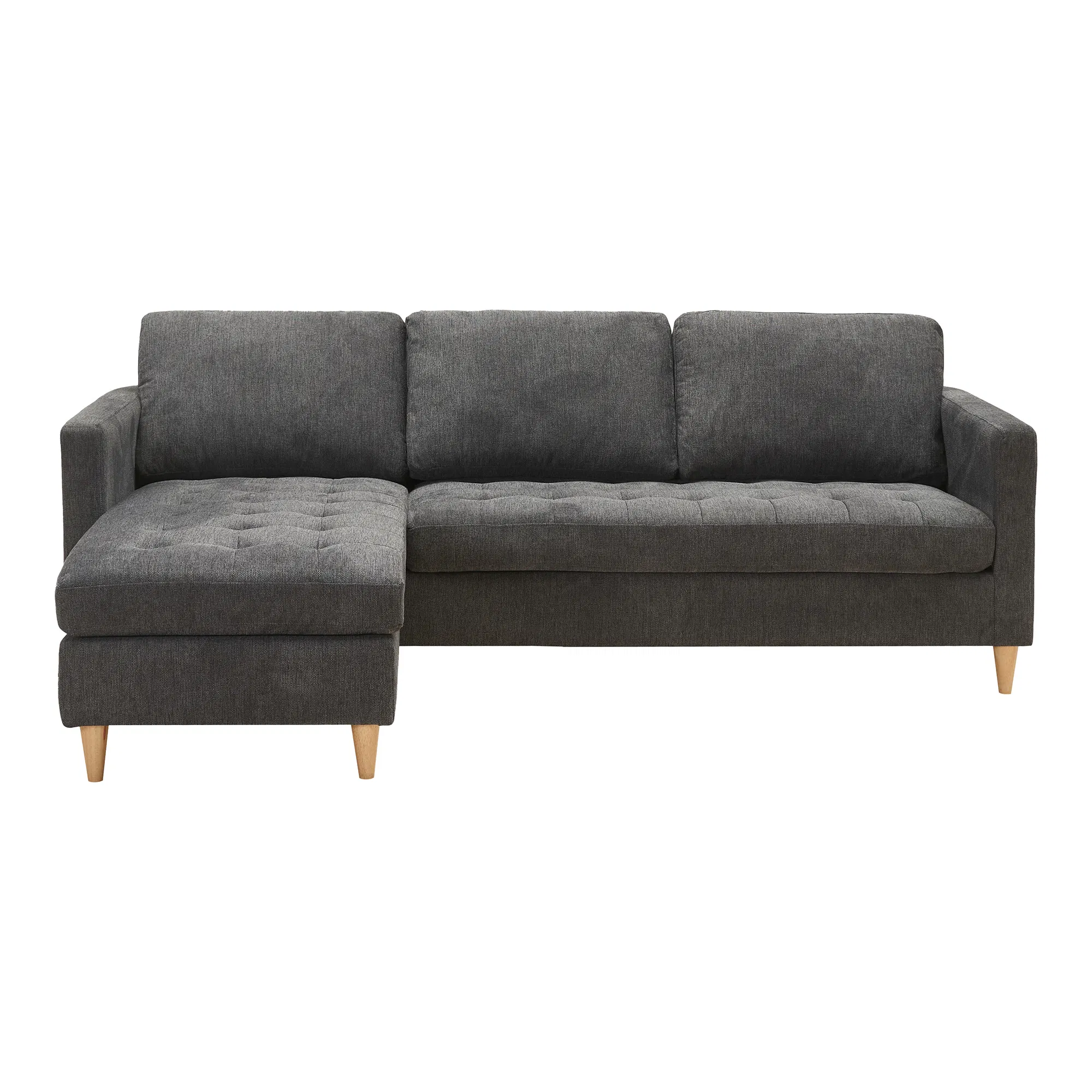 Firenze Sofa, Mørkegrå Med Ben I Naturtræ, fra House Nordic