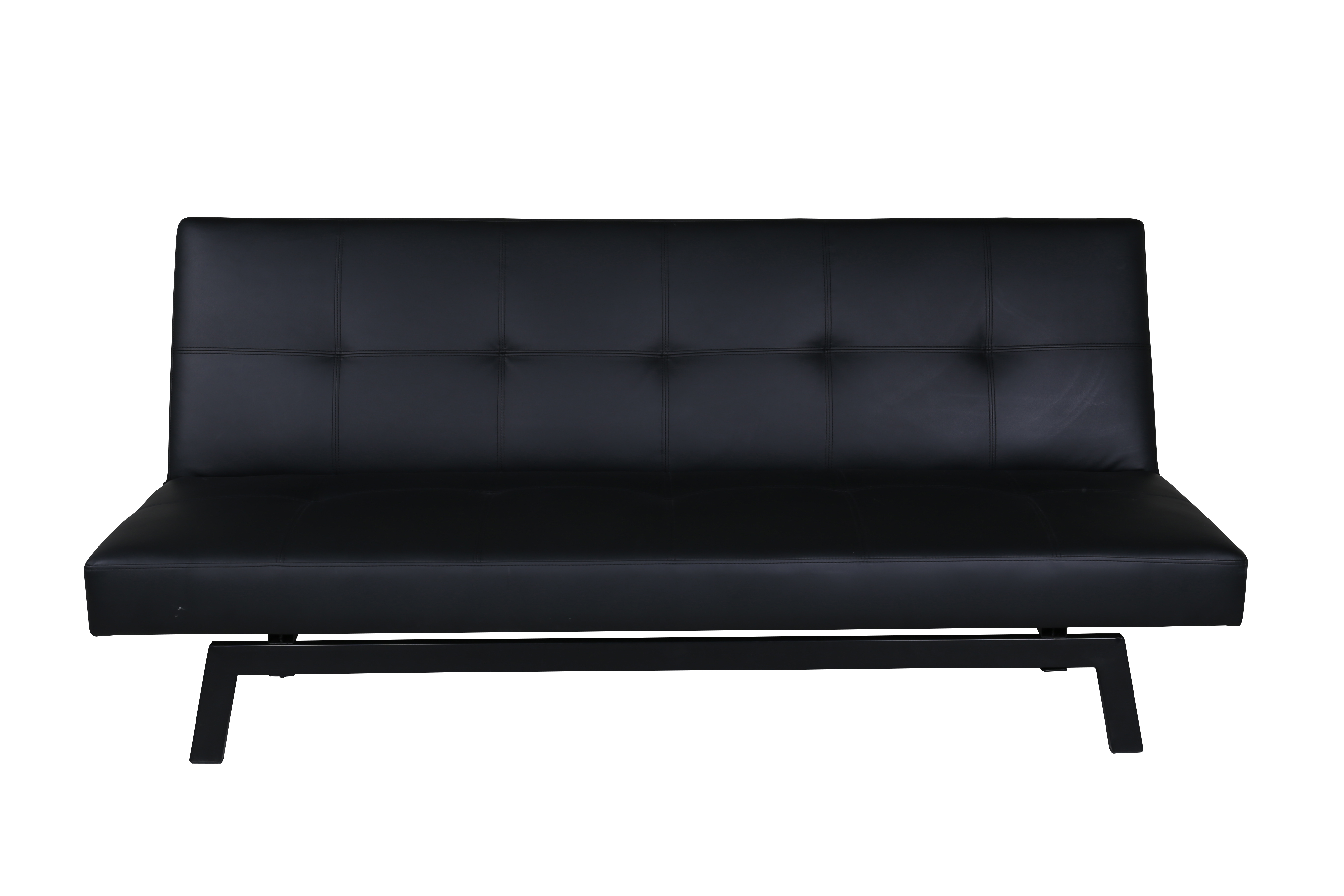 Bodil Sovesofa   Sort Pu Og Sort Stål (180x60) fra Venture Design