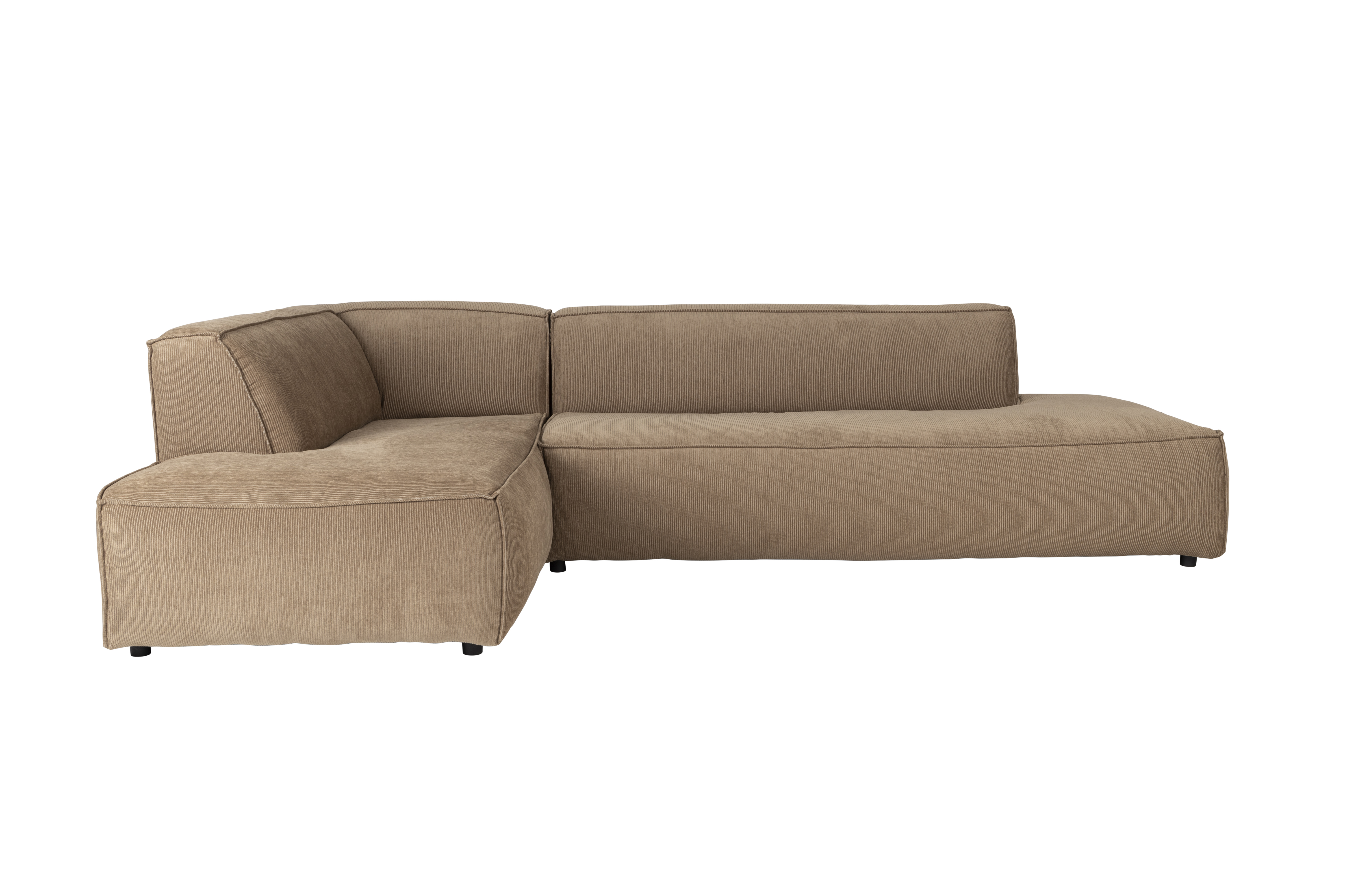 Fed Freddy Rib Hjørnesofa, Venstre   Caramel Fløjl Polyester Og Plast fra Zuiver