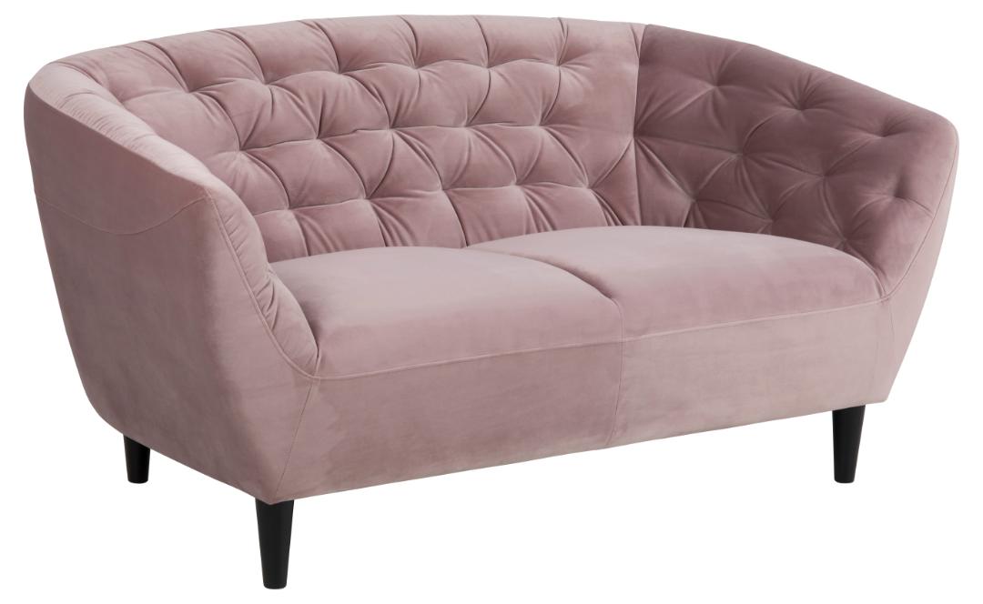 Ria 2 Pers. Sofa, M. Indsyninger   Dusty Rose Stof Og Sort Gummitræ fra Act Nordic