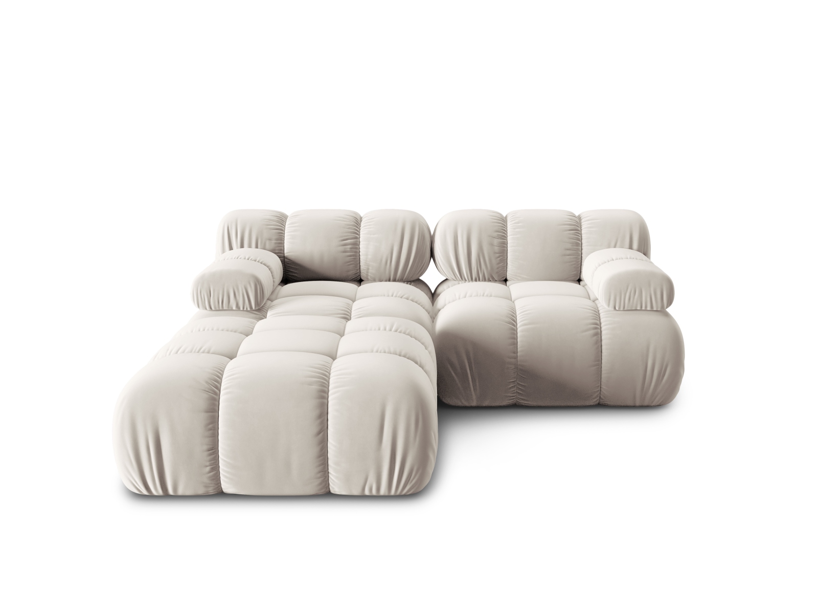 Bellis Modul Sofa, 3 Sæder   Beige Fløjl Og Sort Plastik fra Micadoni