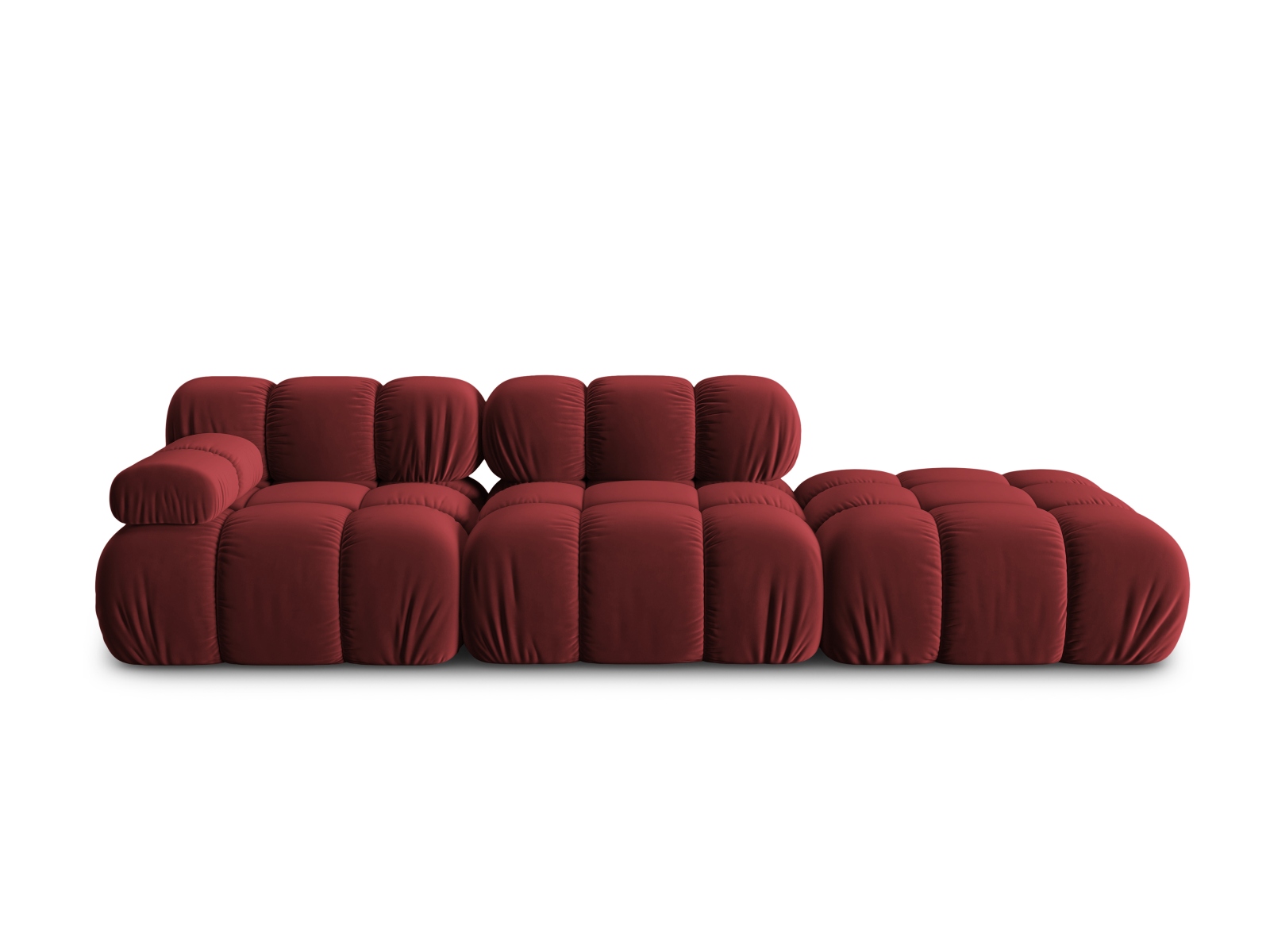 Bellis Modul Sofa, Højre, 4 Sæder   Rød Fløjl Og Sort Plastik fra Micadoni