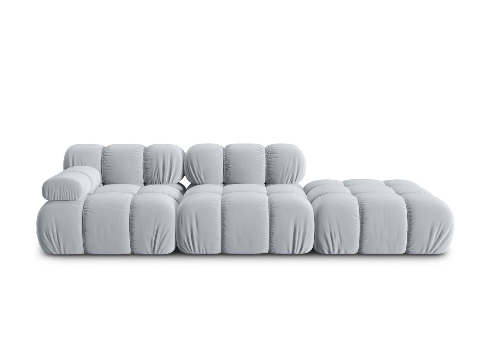 Bellis Modul Sofa, Højre, 4 Sæder   Blå Fløjl Og Sort Plastik fra Micadoni
