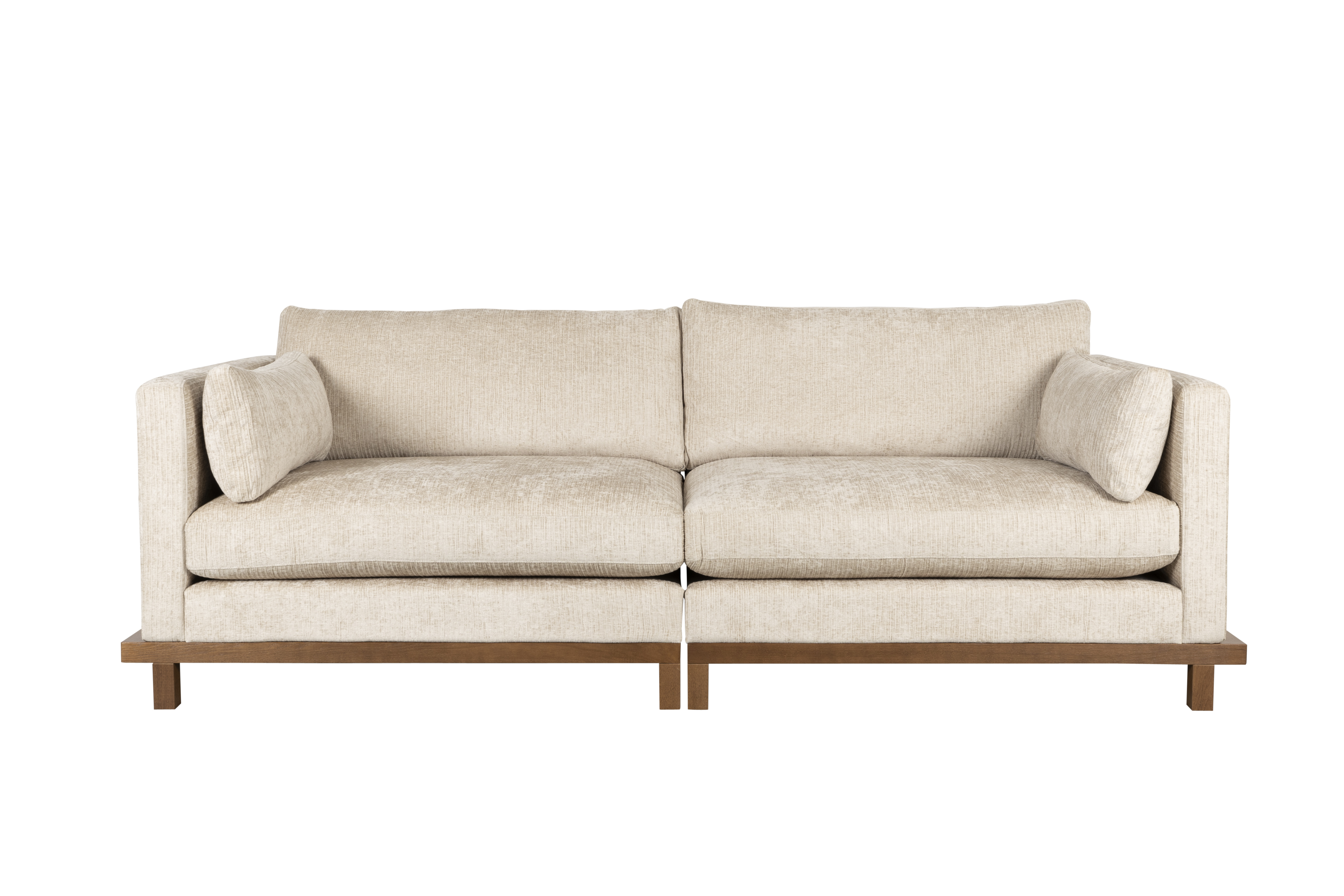 Blossom 3 Personers Sofa   Sand Stof Og Egetræ fra Zuiver