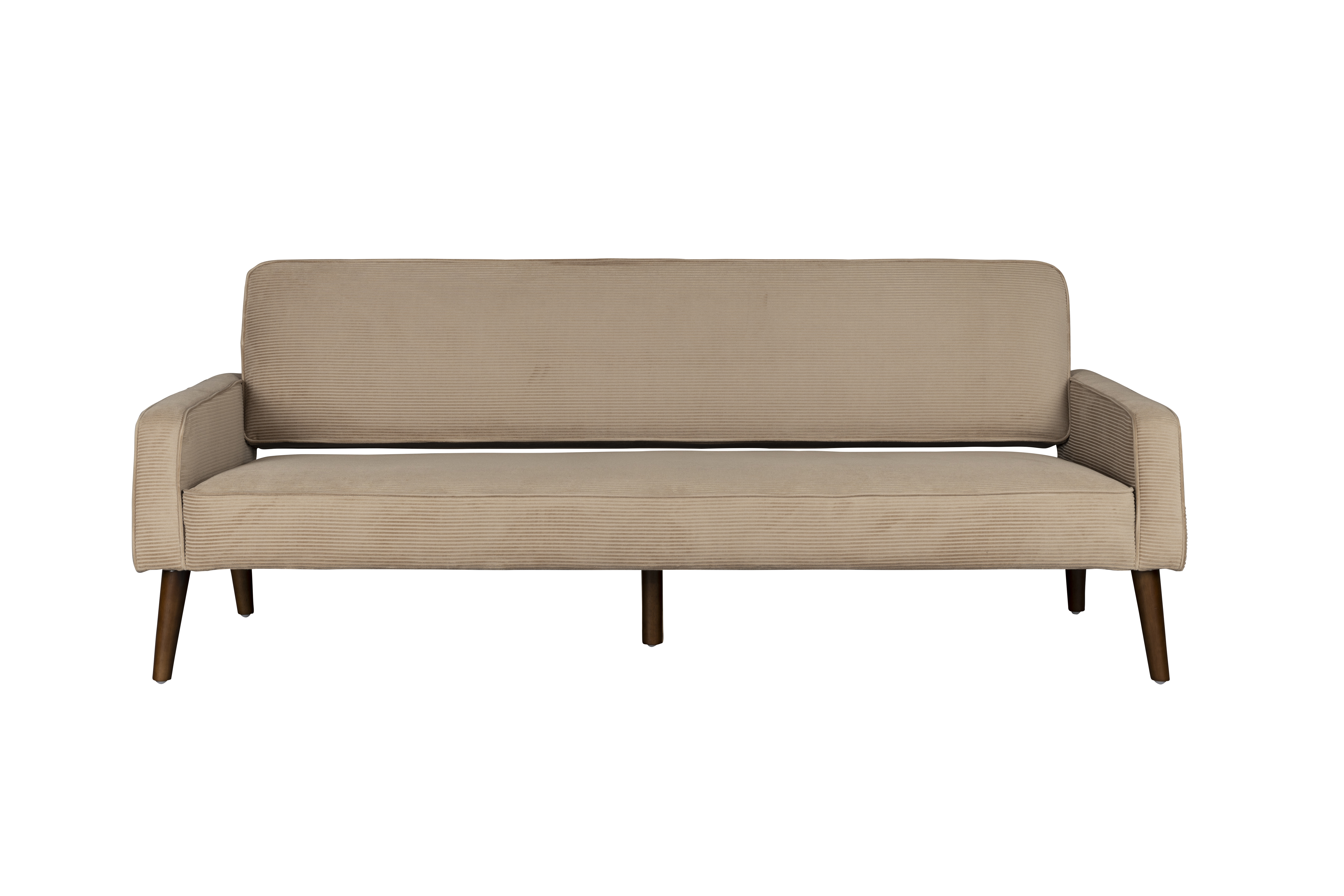 Preston Sofa   Beige Fløjl Stof Og Brun Gummitræ fra Dutchbone