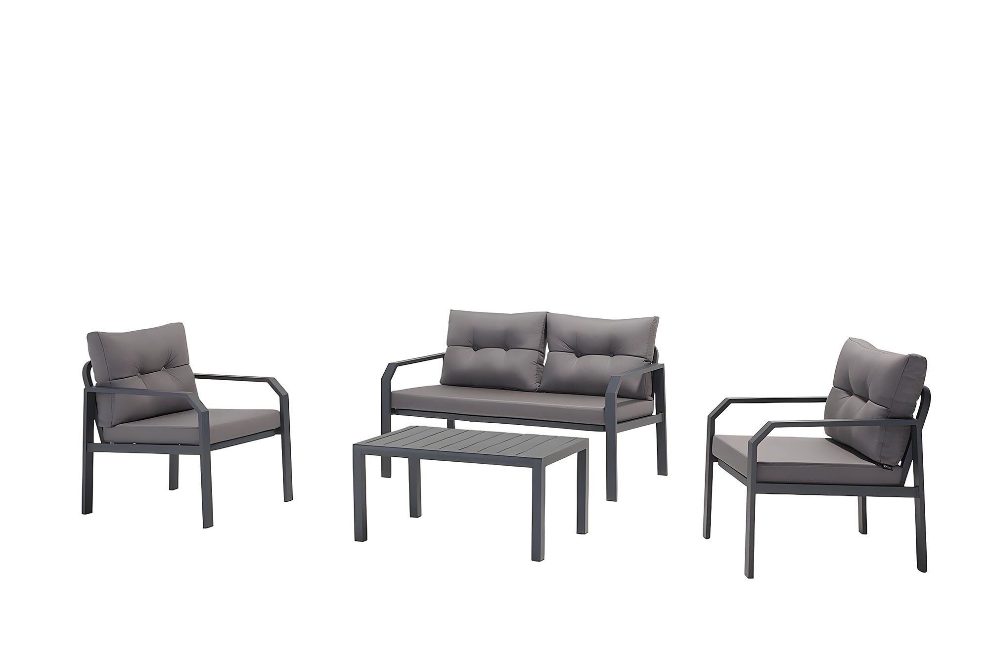 Arya Udendørs Loungesæt, M. 2 Stole, 1 Sofa, 1 Bord, Antracit Hynder   Antracit Aluminium fra Nordvärk