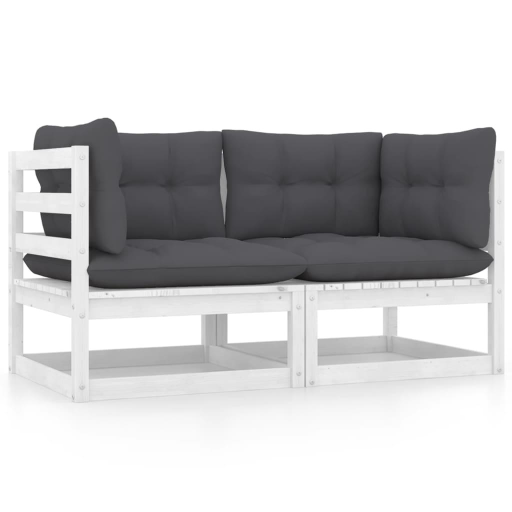 2 Personers Havesofa M. Hynder Massivt Fyrretræ Hvid fra Boligcenter
