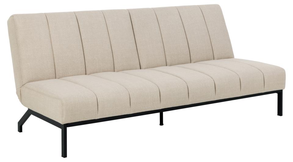 Caix Sovesofa, M. Click & Clack, Delt Ryglæn, Syninger   Beige Stof Og Sort Stål (198x95) fra Act Nordic