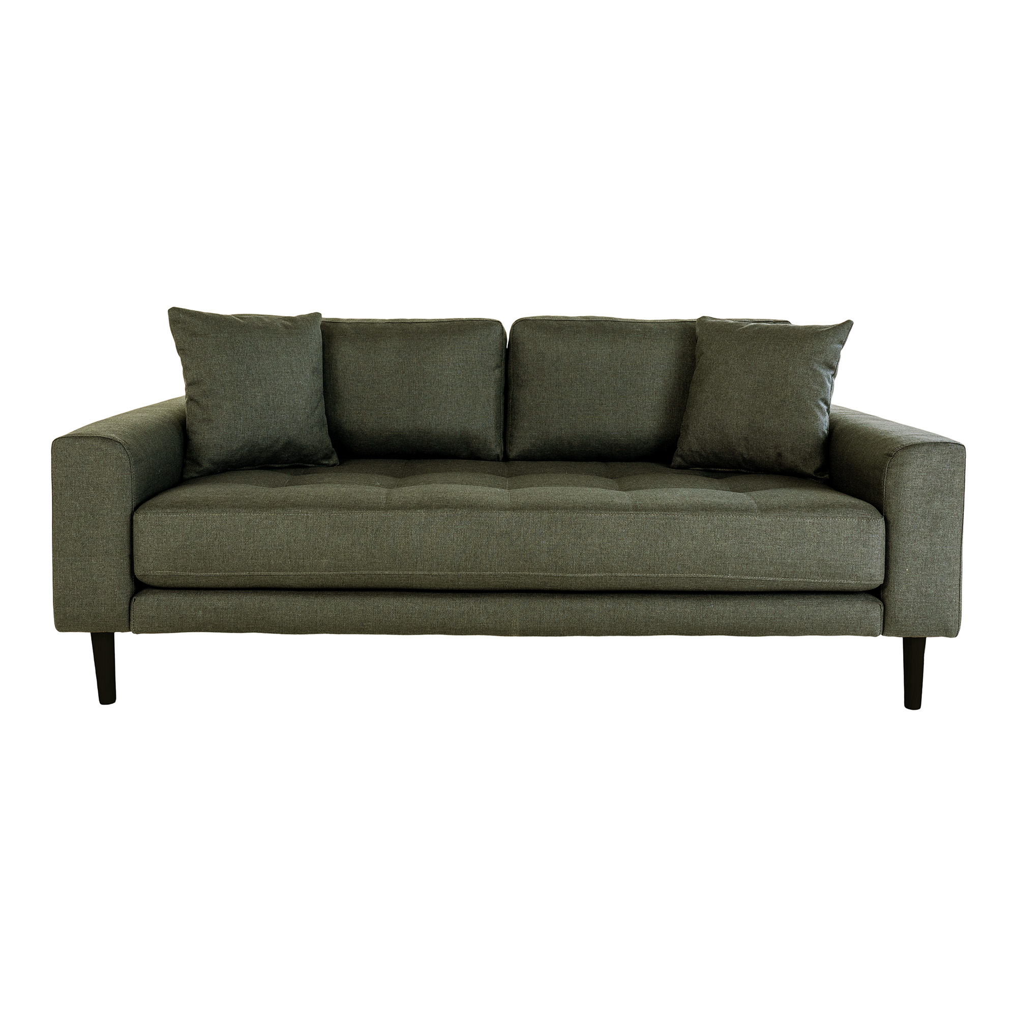Lido 2,5 Pers. Sofa, M. 2 Puder   Olivengrøn Polyester Og Sort Træ fra House Nordic