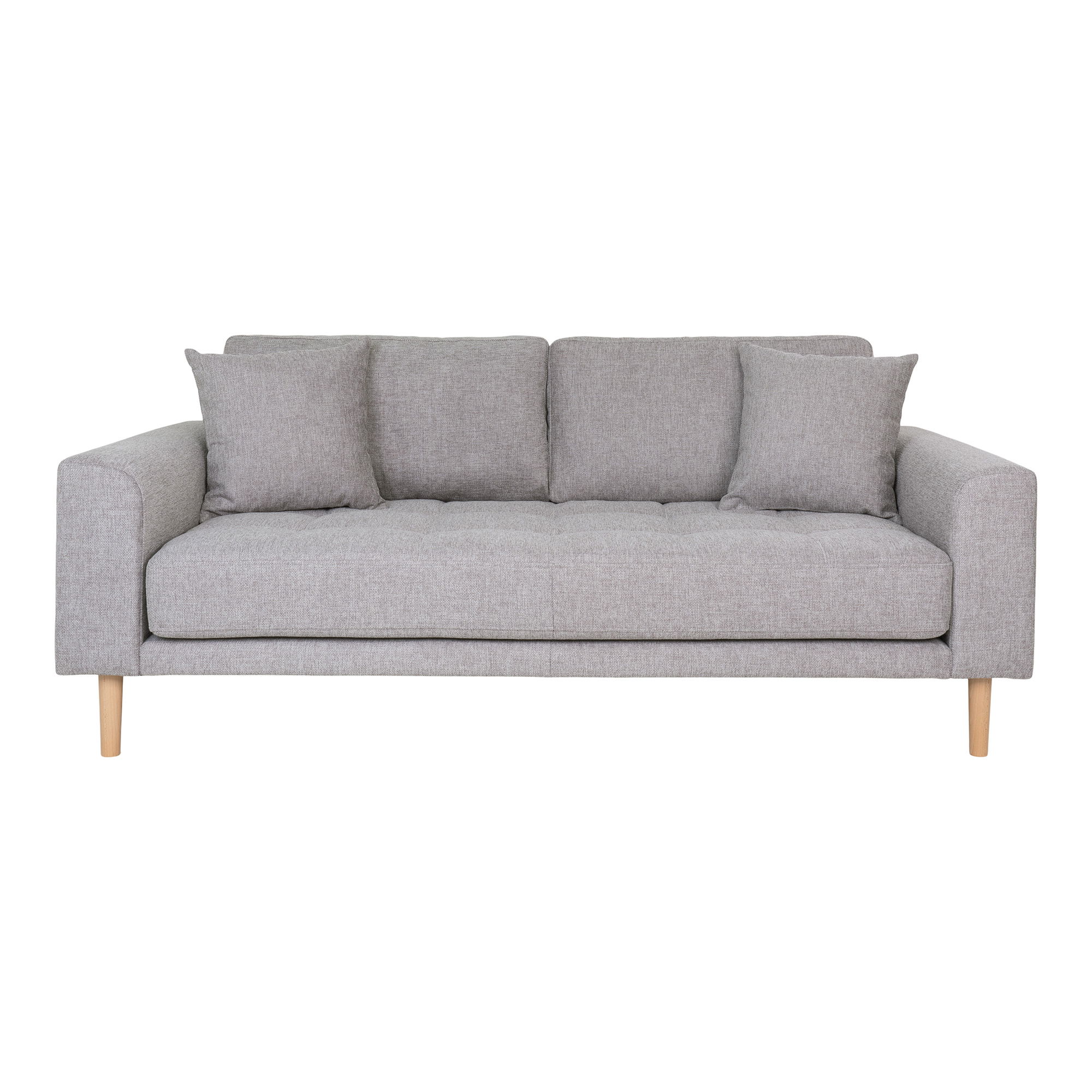 Lido 2,5 Personers Sofa   2,5 Personers Sofa, Lysegrå Med To Puder Og Natur Træben, Hn1040 fra House Nordic