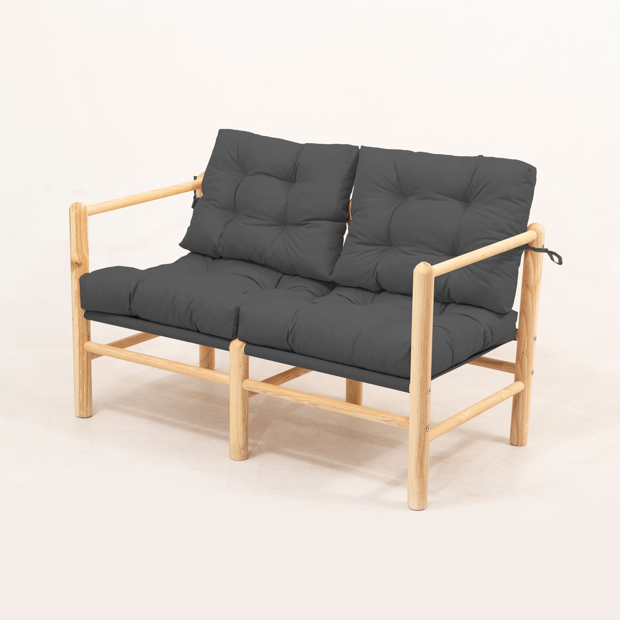 Myg04 Udendørs Havesofa, M. Armlæn   Antracitgrå Hynde Og Natur Kastanjetræ fra Nordvärk
