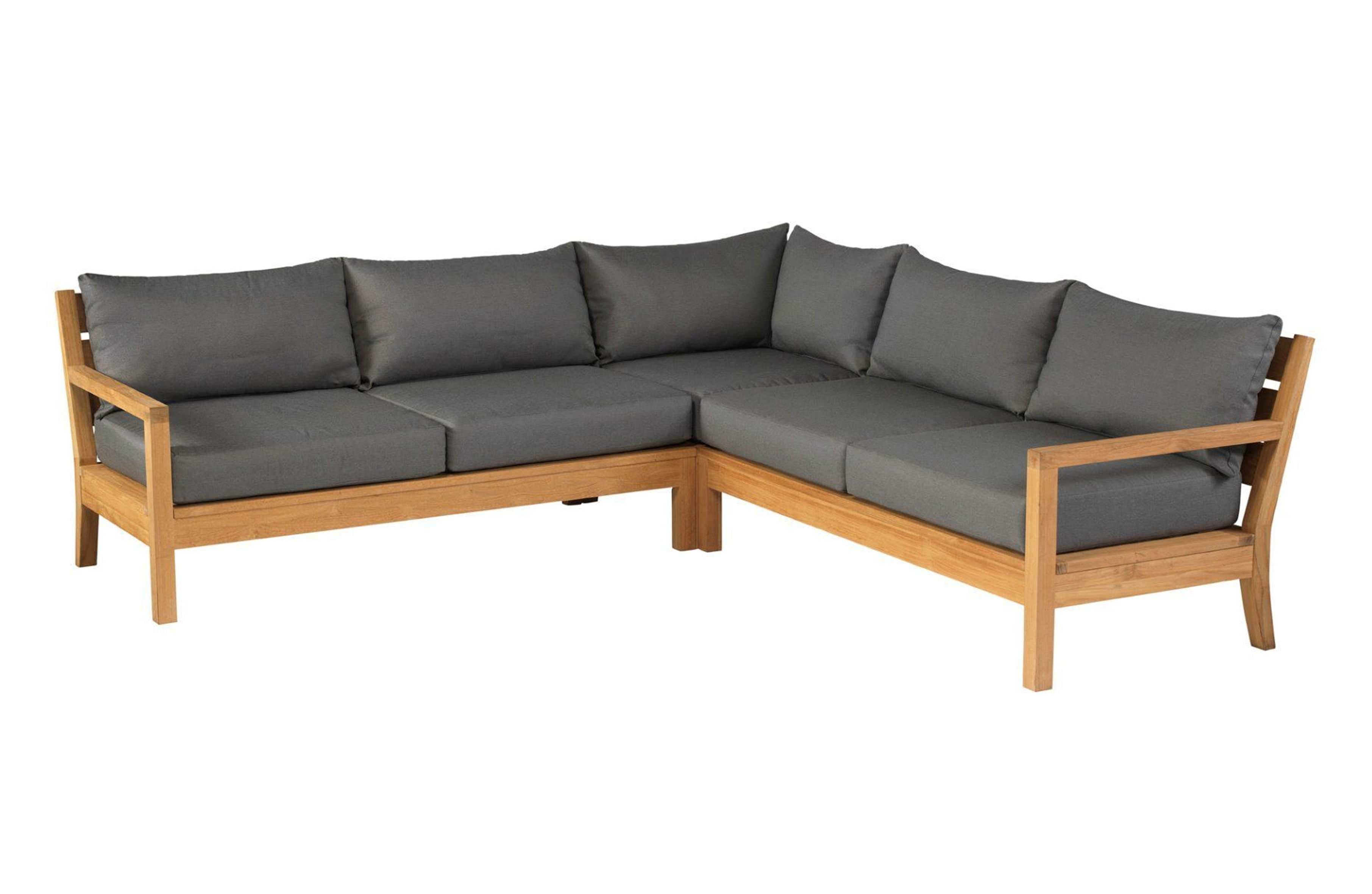 St. Peter Hjørnesofa Til Haven   Grå Stof Og Teak fra Exotan