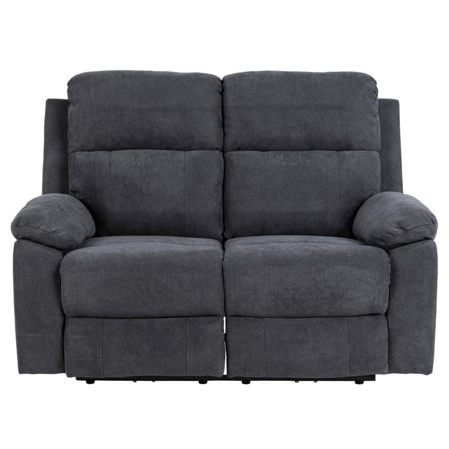 Mora 2 Pers. Recliner Sofa, Elektrisk, M. C Stik   Mørkegrå Stof Og Sort Metal fra Act Nordic