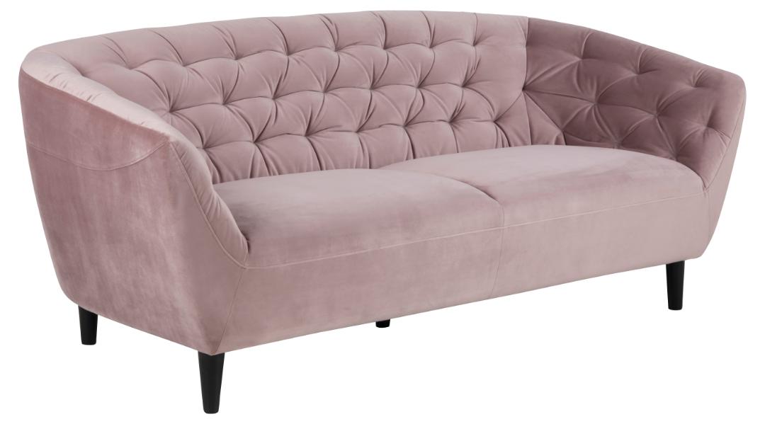 Ria 3 Pers. Sofa, M. Indsyninger   Dusty Rose Stof Og Sort Gummitræ fra Act Nordic