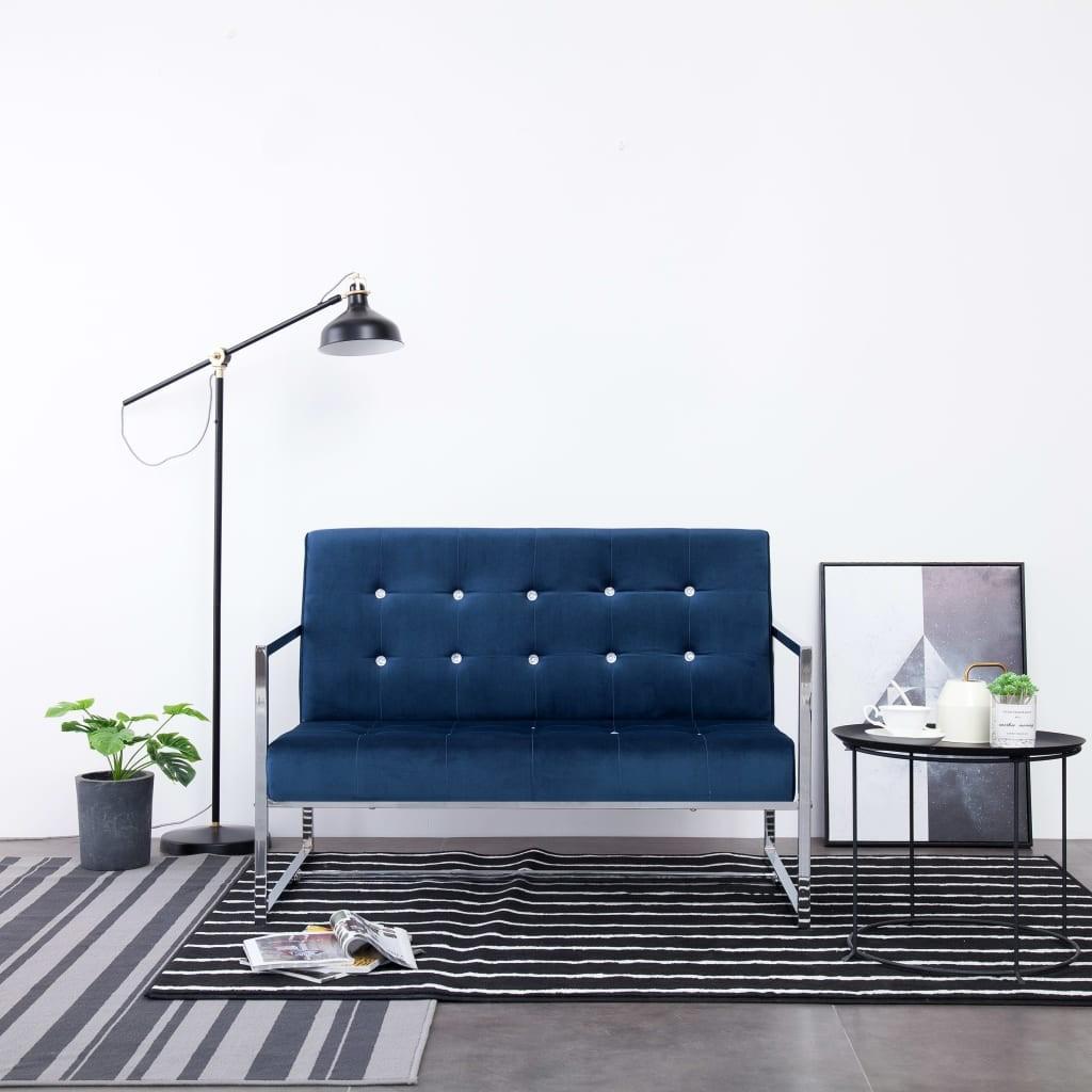 2 Personers Sofa Med Armlæn Krom Og Fløjl Blå fra Boligcenter