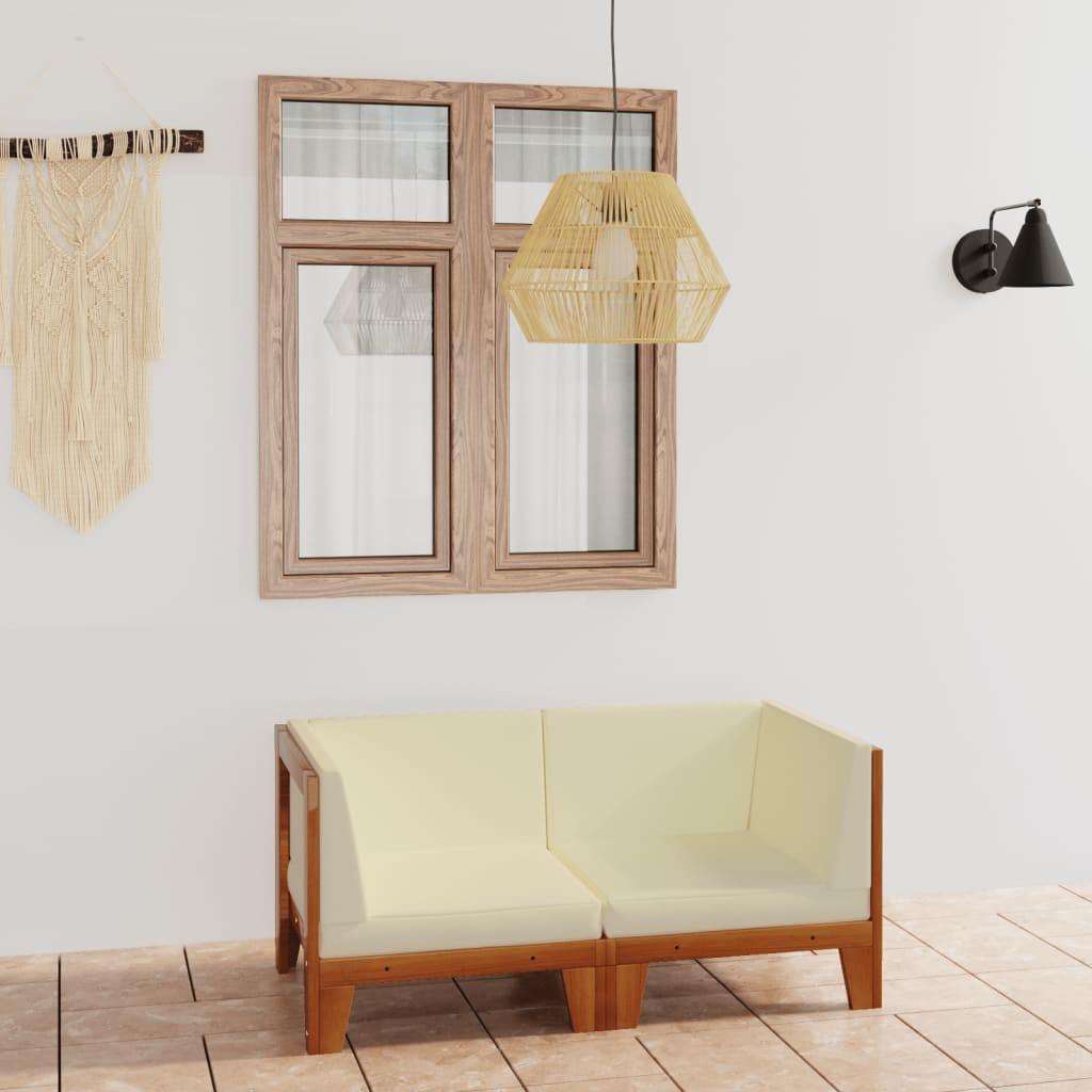 2 Personers Sofa Med Cremehvide Hynder Massivt Akacietræ fra Boligcenter