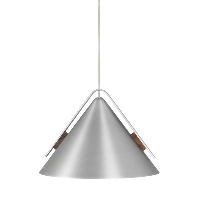 Cone Pendel Stor Børstet Aluminium & Valnød fra Kristina Dam Studio
