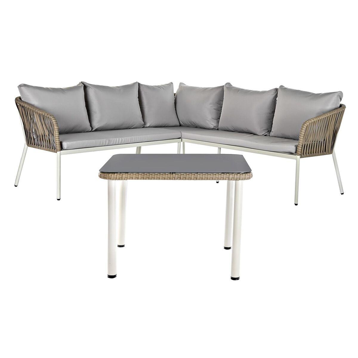 Sofa Og Spisebordssæt Krystal Syntetisk Rattan Stål (190 X 190 X 70 Cm) fra Dkd Home Decor