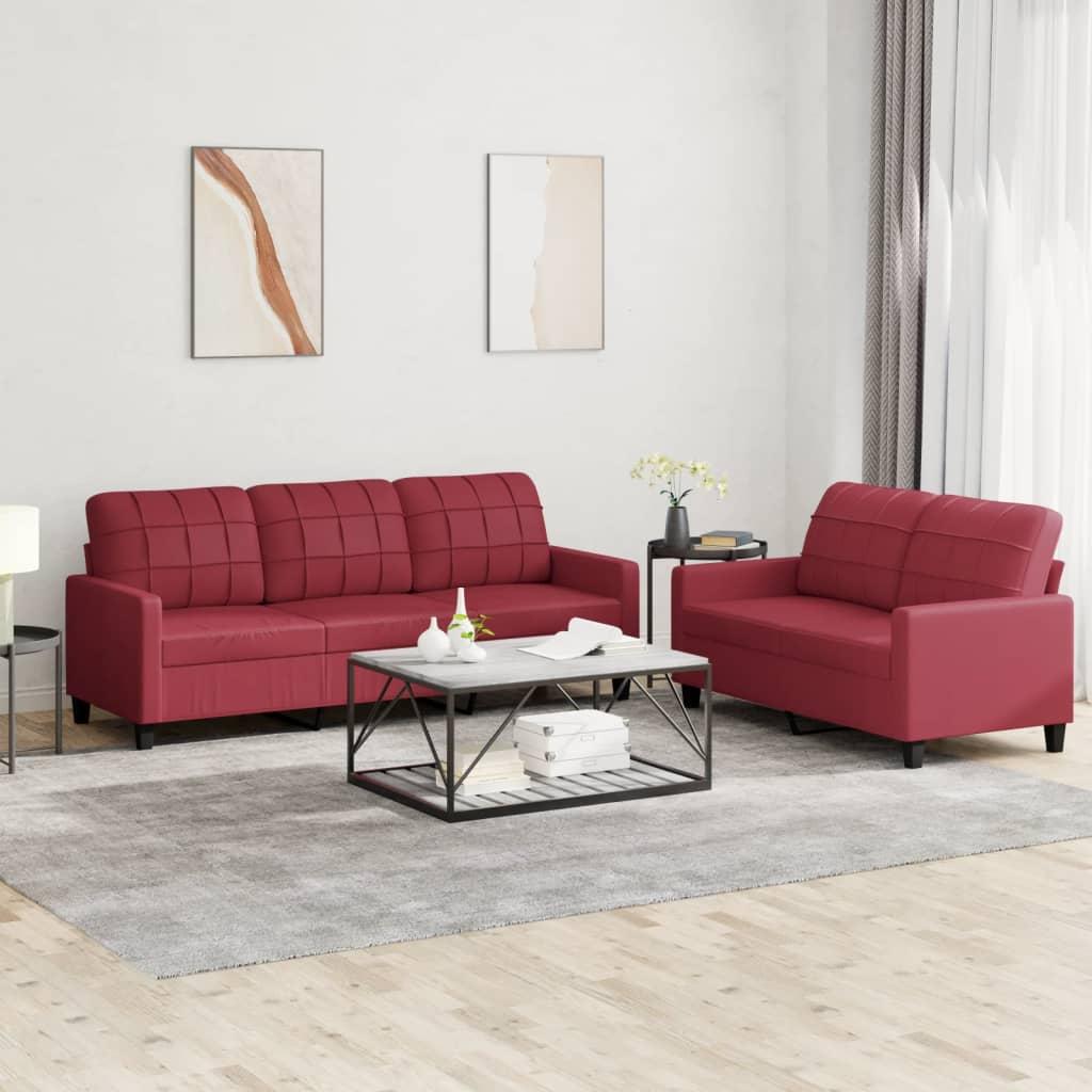 2 Personers Sofa Med Hynder Kunstlæder Vinrød fra Boligcenter