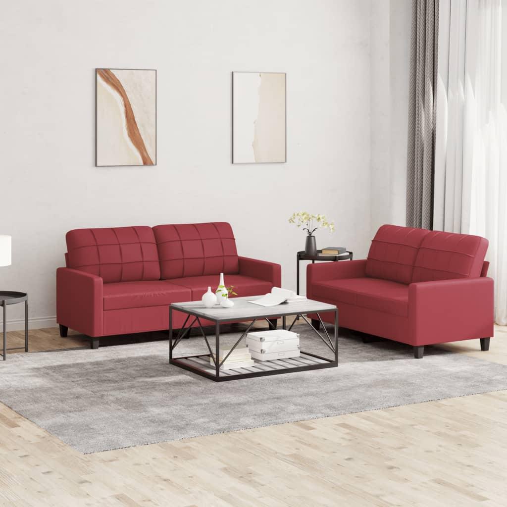 2 Personers Sofa Med Hynder Kunstlæder Vinrød fra Boligcenter
