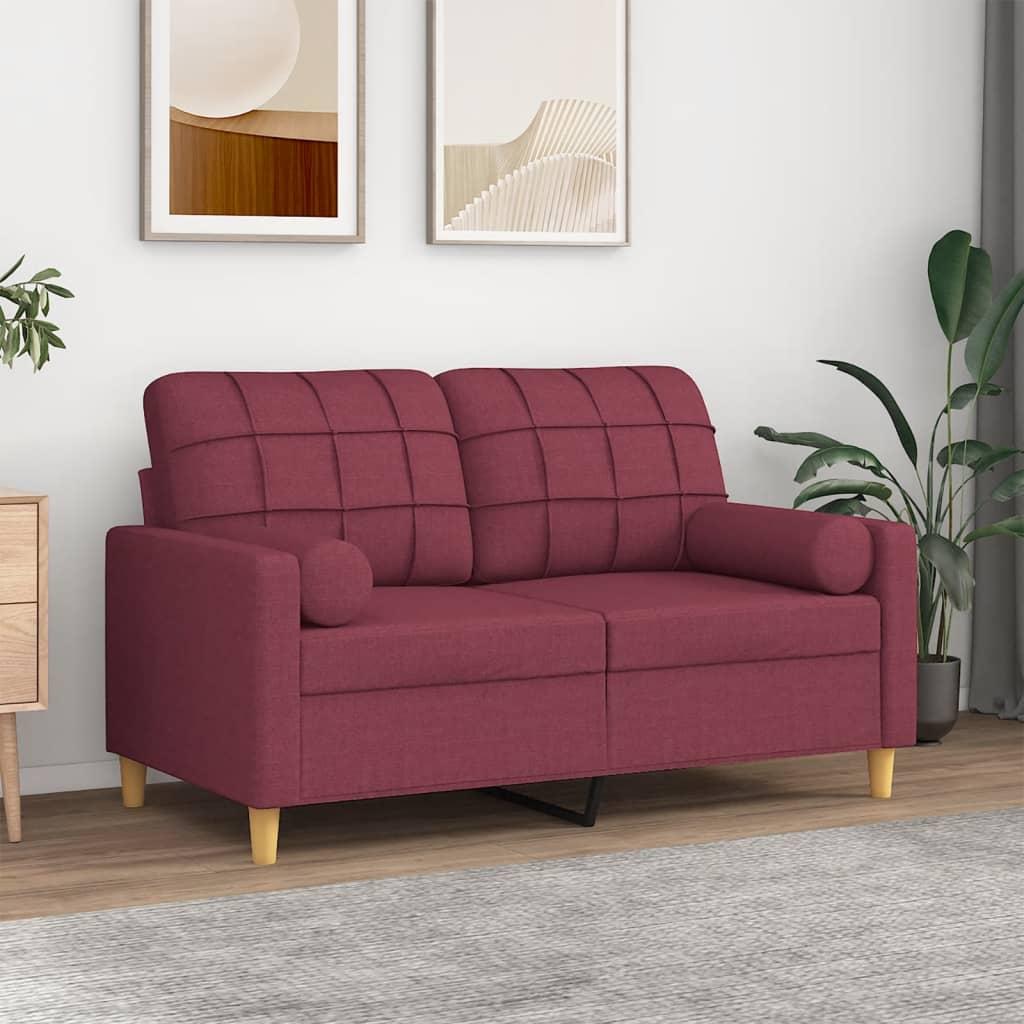 2 Personers Sofa Med Pyntepuder 120 Cm Stof Vinrød fra Boligcenter