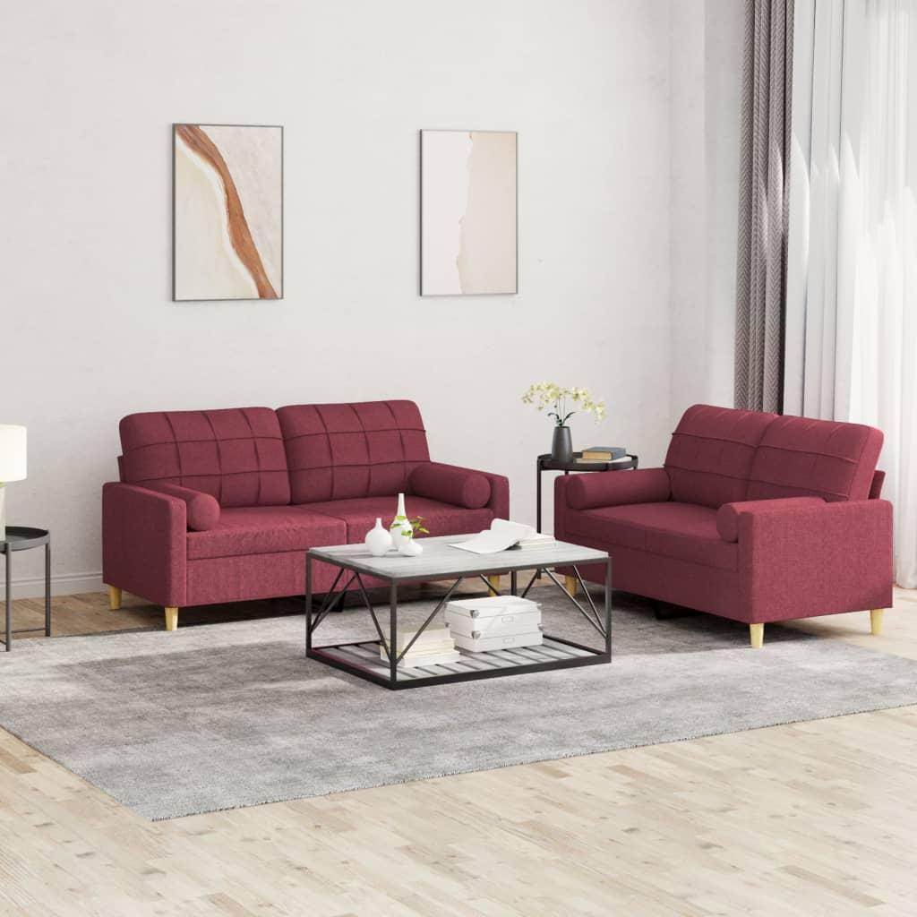 2 Personers Sofa Med Puder Stof Vinrød fra Boligcenter