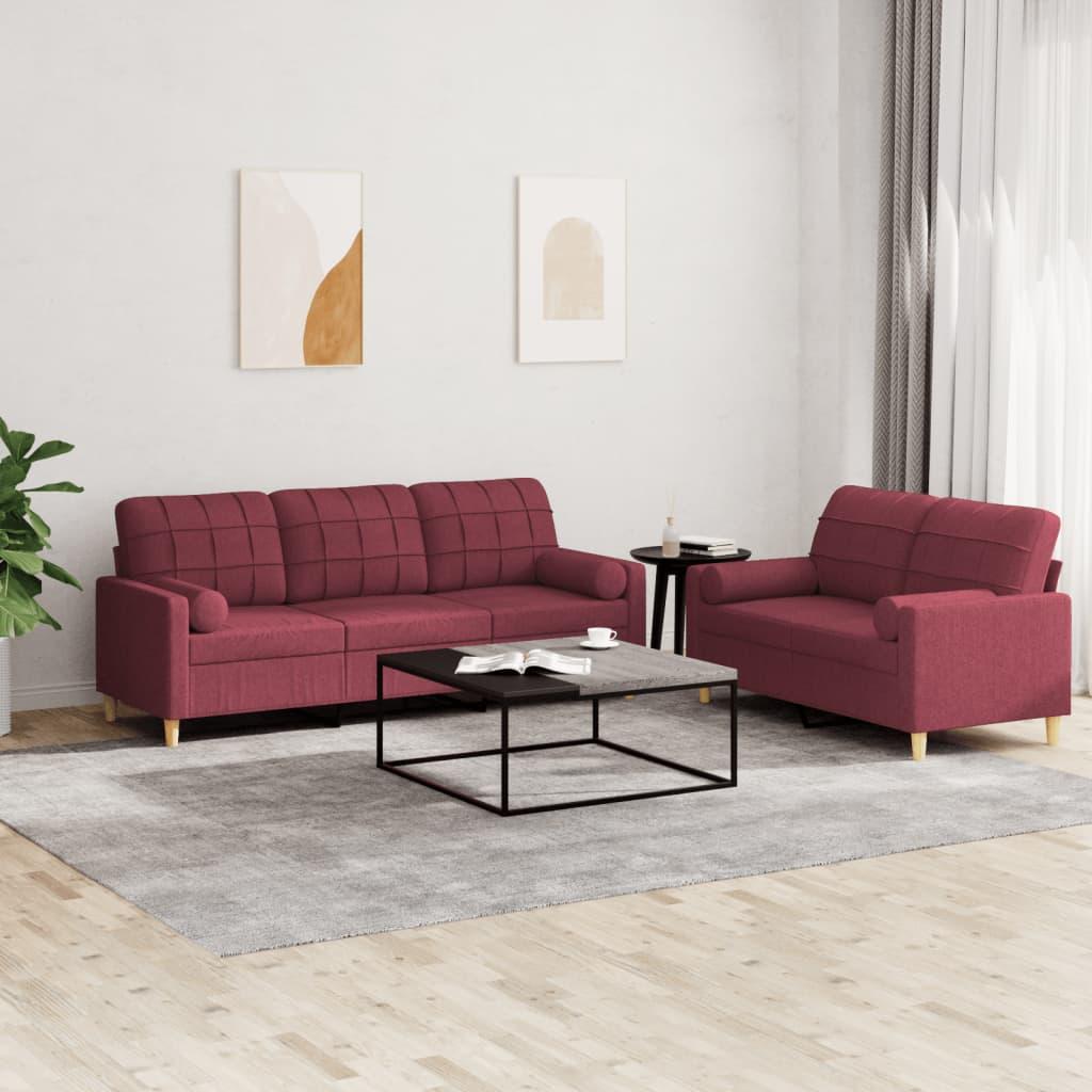 2 Personers Sofa Med Puder Stof Vinrød fra Boligcenter