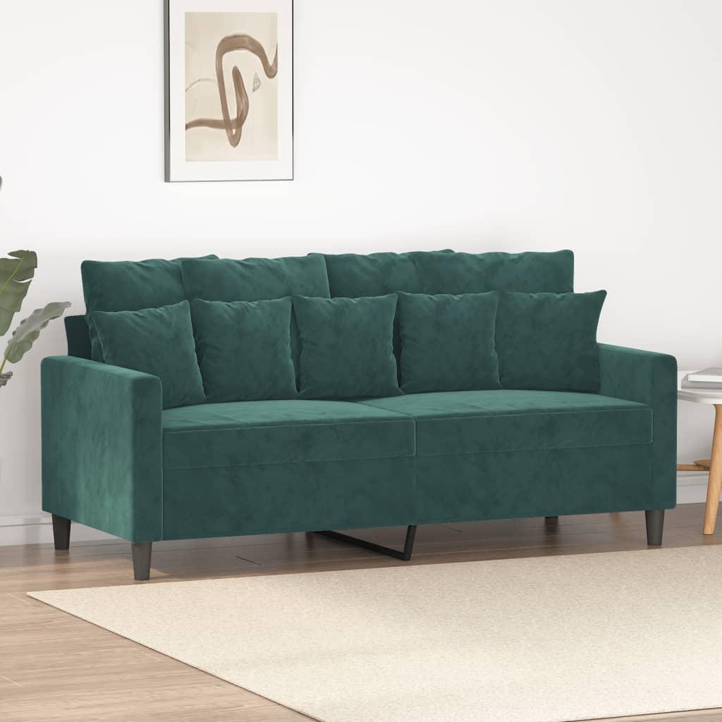 2 Personers Sofa 140 Cm Fløjl Mørkegrøn fra Boligcenter