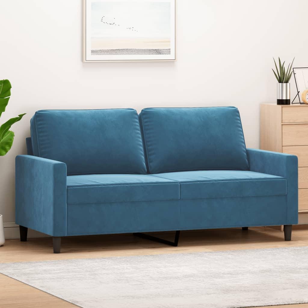 2 Personers Sofa 140 Cm Fløjl Blå fra Boligcenter