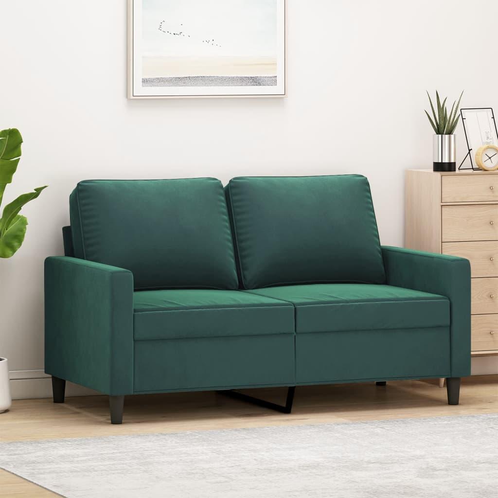 2 Personers Sofa 120 Cm Fløjl Mørkegrøn fra Boligcenter
