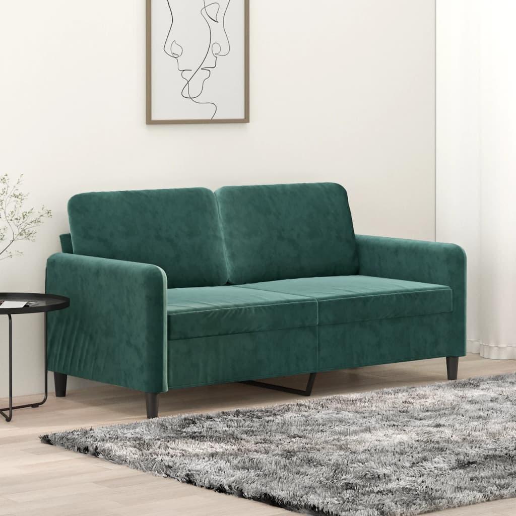 2 Personers Sofa 140 Cm Fløjl Mørkegrøn fra Boligcenter
