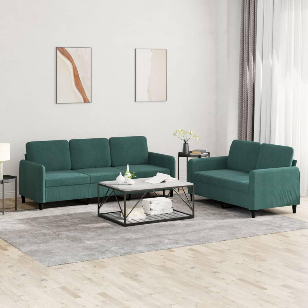 2 Personers Sofa Velour Mørkegrøn fra Boligcenter