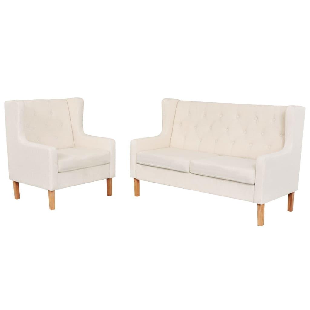 2 Personers Sofa Stof Cremehvid fra Boligcenter