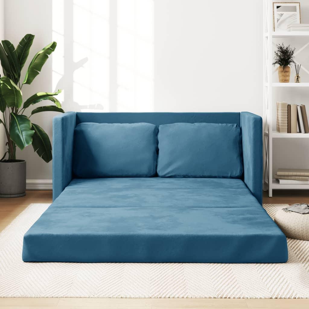 2 I 1 Sovesofa 122x204x55 Cm Velour Blå fra Boligcenter