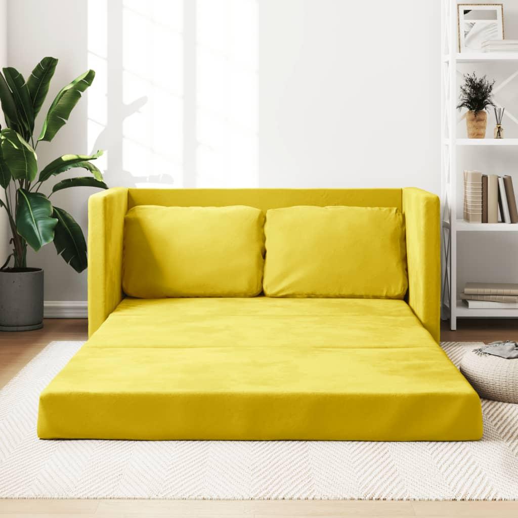 2 I 1 Sovesofa 122x204x55 Cm Velour Mørkegul fra Boligcenter