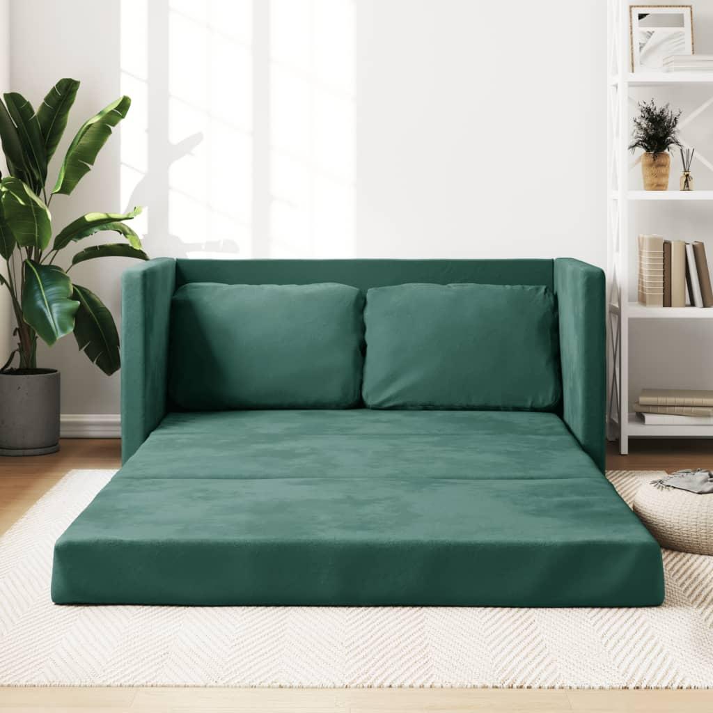 2 I 1 Sovesofa 122x204x55 Cm Velour Mørkegrøn fra Boligcenter