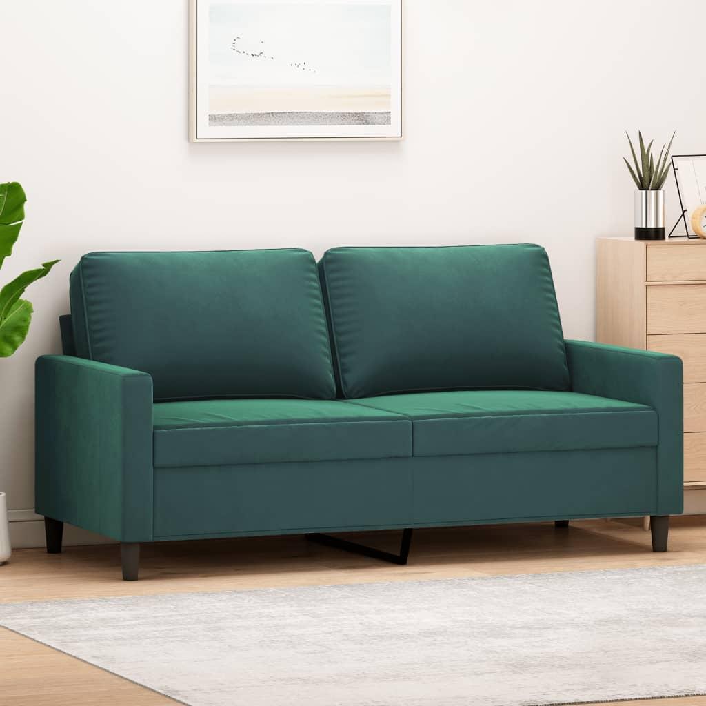 2 Personers Sofa 140 Cm Fløjl Mørkegrøn fra Boligcenter