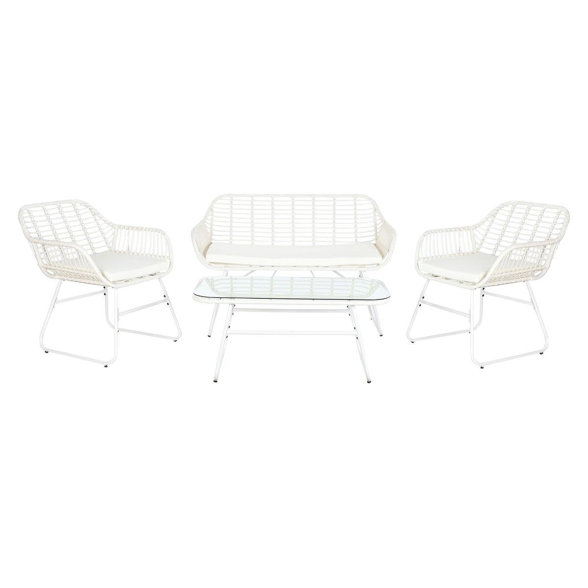 Sofa Og Spisebordssæt Metal Syntetisk Rattan 124 X 74 X 84 Cm fra Dkd Home Decor