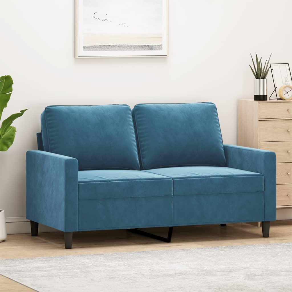 2 Personers Sofa 120 Cm Fløjl Blå fra Boligcenter